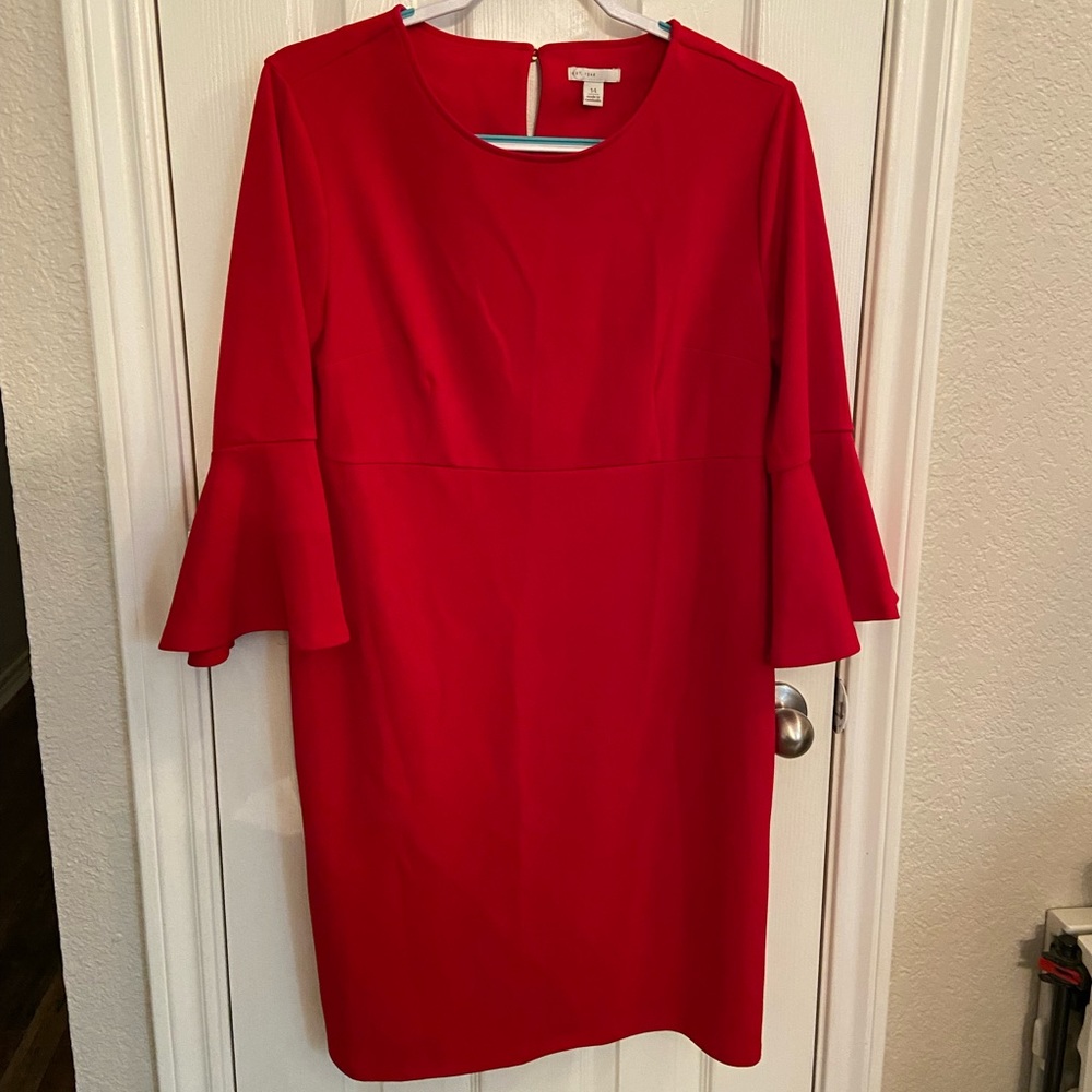 Solid Red bell sleeves dress C. est 1946